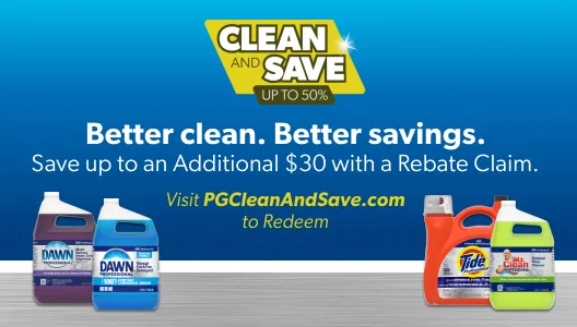 Clean and save up to 50%