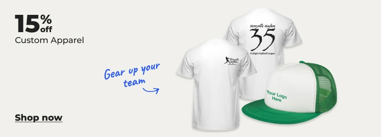Shop now: 15% off custom apparel