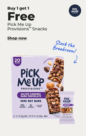Shop now: Buy 1 get 1 Pick Me Up snacks