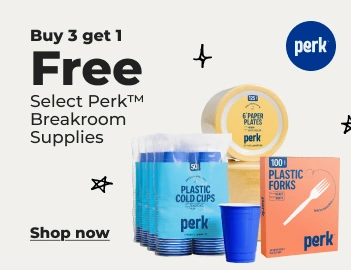 shop now: Buy 3 get 1 Perk breakroom supplies