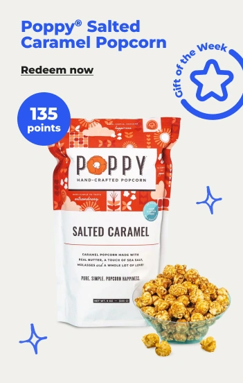 Redeem now: Poppy salted caramel popcorn with 135 points