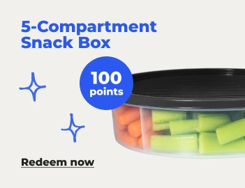 Redeem now: 5-compartment snack box with 100 points