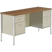 Alera(tm) 2100 Series Metal Desks in Oak Putty; Double-Pedestal Credenza by ALERA