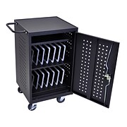 Luxor Tablet Charging Cart With 30 Electrical Outlets; Black