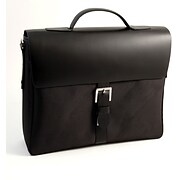 Bey-Berk BB900 Leather and Ballistic Nylon Briefcase; Black