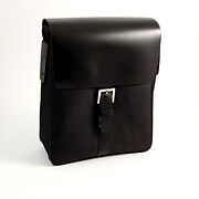 Bey-Berk BB902 Leather and Ballistic Nylon Messenger Bag; Black