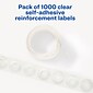 Avery Self-Adhesive Plastic Reinforcement Labels in Dispenser, 1/4" Diameter, Glossy Clear, 1000/Pack (5722)