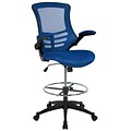 Flash Furniture Mesh Ergonomic Drafting Chair with Adjustable Foot Ring and Lumbar Support, Blue (BL