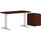 HON Mod 60"W Adjustable Standing Desk with Mobile Storage, Traditional Mahogany (HLPLRW6024CHATBFTM1)