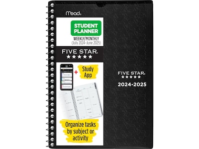 2024-2025 Five Star 5.5 x 8.5 Academic Weekly & Monthly Customizable Planner, Poly Cover, Assorted