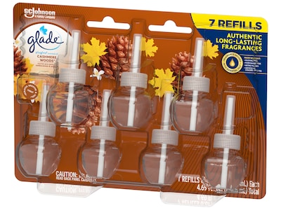Glade PlugIns Scented Oil Refill, Cashmere Woods, 0.67 Fl. Oz., 7/Pack (350769)