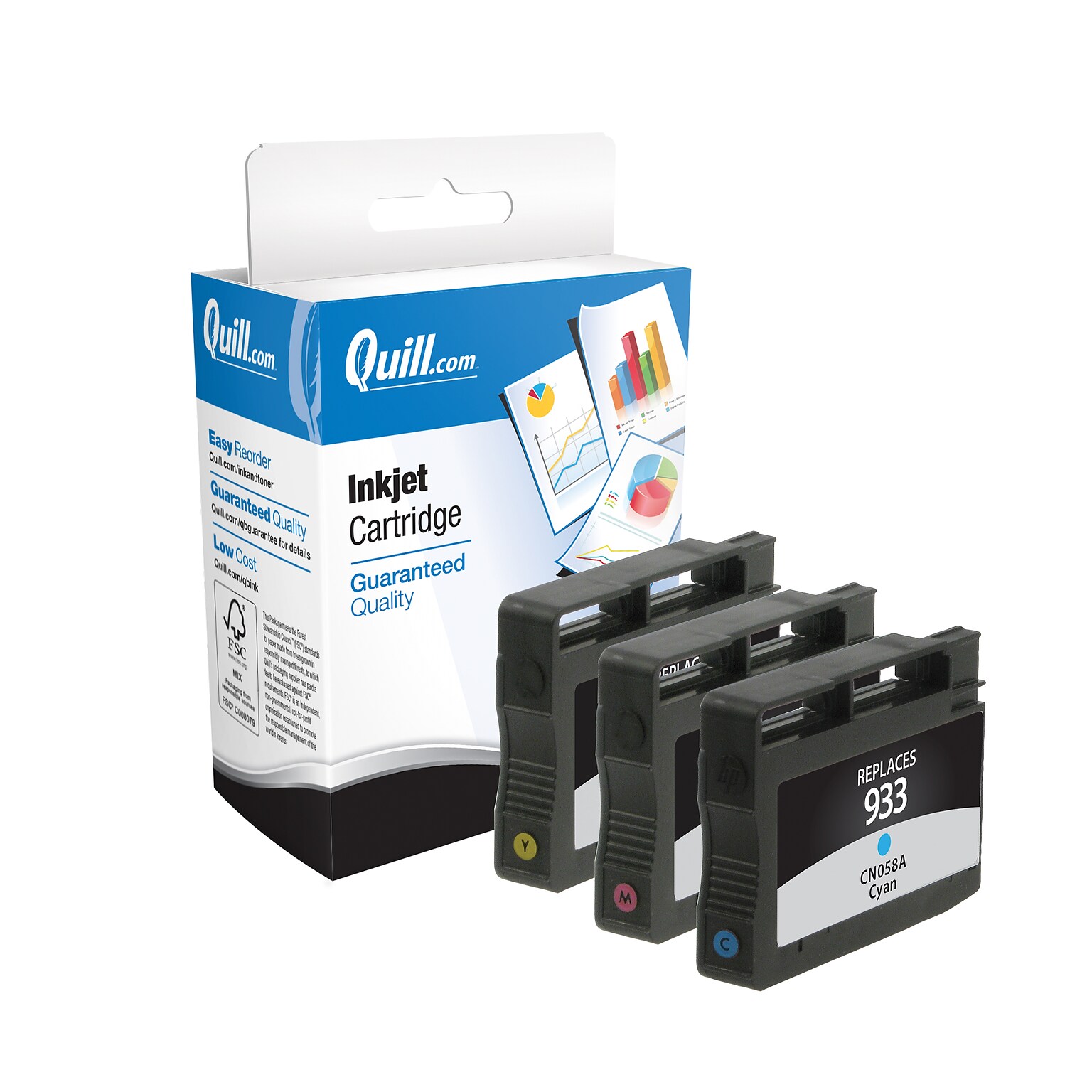 Quill Brand® Remanufactured C/M/Y Standard Yield Inkjet Cartridge Replacement for HP 933, 3/Pack (N9H56FN) (Lifetime Warranty)