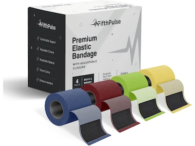 FifthPulse 3 x 180 Polyester Elastic Bandages, 4/Pack (FP-EBAND-4PK)