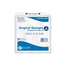 Dynarex 2 Sterile 12-Ply Sponge, 25/Pack, 24 Packs/Carton (3343)