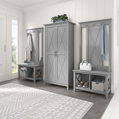 Bush Furniture Key West 66" Tall Storage Cabinet with Doors and 5 Shelves, Cape Cod Gray (KWS266CG-03)
