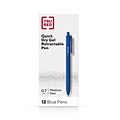 TRU RED™ Retractable Quick Dry Gel Pens, Medium Point, 0.7mm, Blue, Dozen (TR54499)