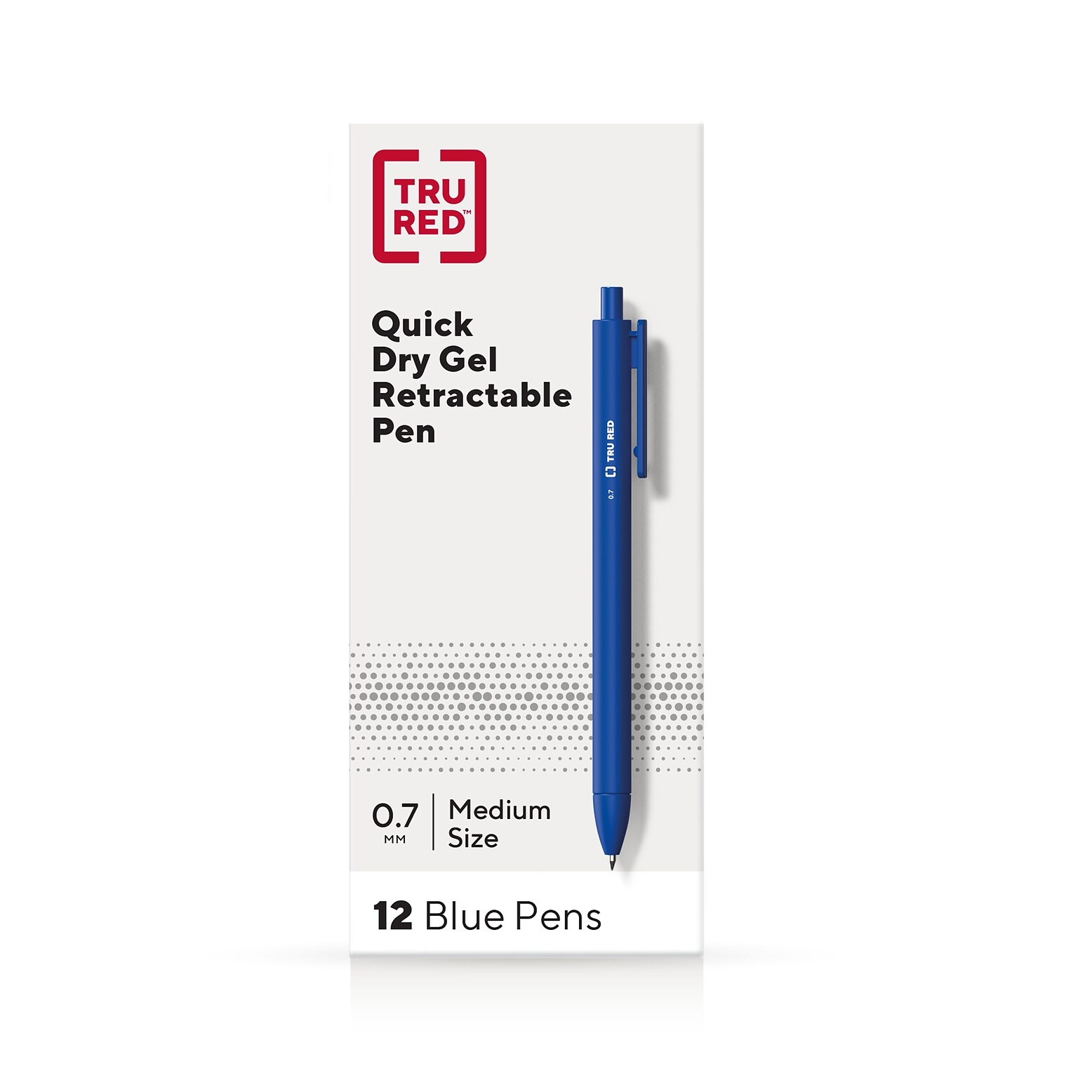 TRU RED™ Retractable Quick Dry Gel Pens, Medium Point, 0.7mm, Blue, Dozen (TR54499)