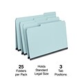 Quill Brand® Heavy-duty Pressboard File Folders, Assorted Tabs, 1/3 Cut , 2 Gusset, Legal Size, Blu