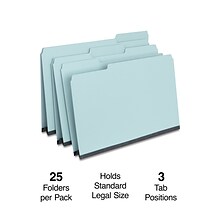 Quill Brand® Heavy-duty Pressboard File Folders, Assorted Tabs, 1/3 Cut , 2 Gusset, Legal Size, Blu