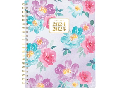 2024-2025 AT-A-GLANCE BADGE Floral 8.5 x 11 Academic Weekly & Monthly Planner, Plastic Cover, Mult