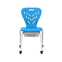 Luxor Plastic/Steel Kids Desk Chair with Wheels and Storage, Blue/White (MBS-CHAIR)