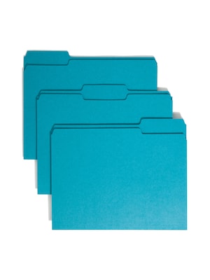 Smead File Folder, 1/3-Cut Tab, Letter Size, Teal, 100/Box (13143)