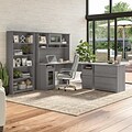 Bush Furniture Cabot 60W L Shaped Computer Desk with Hutch, File Cabinet and Bookcase, Modern Gray