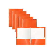 Better Office Glossy 2-Pocket Portfolio Folder, Orange, 25/Pack (80187-25PK)
