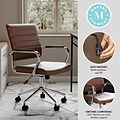Martha Stewart Piper Faux Leather Swivel Office Chair, Saddle Brown/Polished Nickel (CH2209212BR)