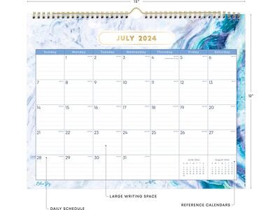 2024-2025 Blue Sky Gemma 15 x 12 Academic Monthly Wall Calendar, Blue/White (147010-A25)