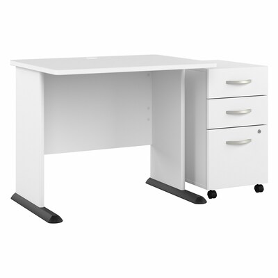 Bush Business Furniture Studio A 36W Small Computer Desk with 3 Drawer Mobile File Cabinet, White (