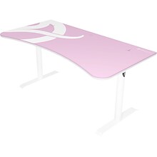 Arozzi Arena 63W Gaming Desk, White/Pink (ARENA-NA-WHITE-PINK)