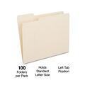 Quill Brand® Left Position File Folders, 1/3-Cut, Letter Size,  Manila, 100/Box (730040)