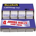 Scotch Gift Wrap Tape with Dispenser, 3/4 x 23.61 yds., 4 Rolls (415)