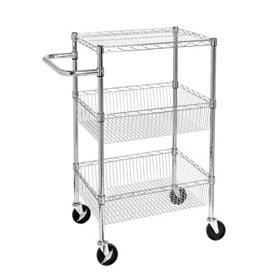 Honey-Can-Do 3 Shelf Storage Cart, 18"W, Chrome (CRT-01451)
