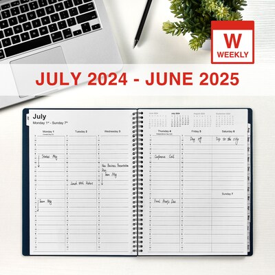 2024-2025 Staples 8 x 11 Academic Weekly & Monthly Appointment Book, Plastic Cover, Navy (ST60358-