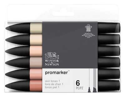 Winsor & Newton ProMarker Skintones Set 1 Alcohol-Based Marker, Twin Tip, Assorted Colors (28075)