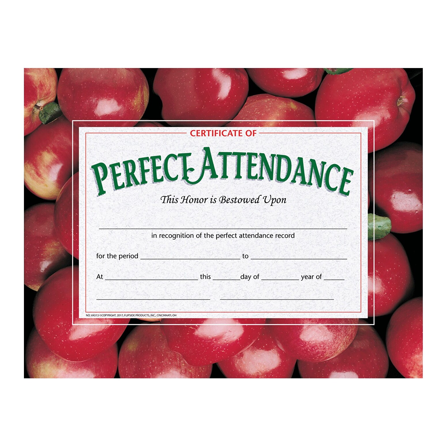 Hayes Certificate of Perfect Attendance, 8.5 x 11, 30 Certificates/Pack, 5 Packs (H-VA513)