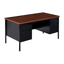 Hirsh 60W Double-Pedestal Computer Desk, Black/Walnut (20101)