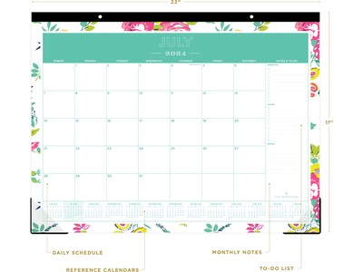 2024-2025 Blue Sky Day Designer Peyton White 22" x 17" Academic Monthly Desk Pad Calendar (107938-A25)