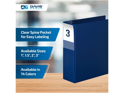 Davis Group Premium Economy 3" 3-Ring Non-View Binders, D-Ring, Royal Blue, 6/Pack (2305-92-06)