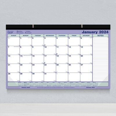 2024 Brownline 17.75" x 10.88" Monthly Desk Pad Calendar, Blue/White (C181700)