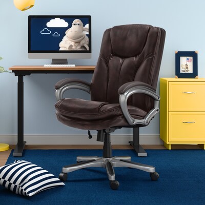 Serta Executive Ergonomic Faux Leather Executive Big & Tall Chair, 350 lb. Capacity, Roasted Chestnut (43502OSS)