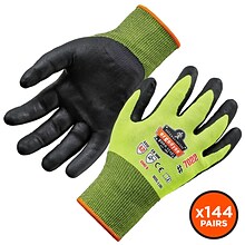 Ergodyne ProFlex 7022 Hi-Vis Nitrile Coated Cut-Resistant Gloves, ANSI A2, Dry Grip, Lime, XXL, 144