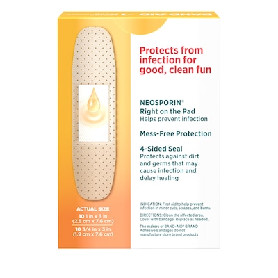 Band-Aid Adhesive Bandages Infection Defense with Neosporin, Assorted, 20/Box (5570/005711)