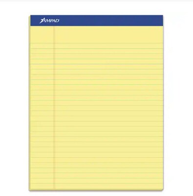 Ampad Evidence Notepad, 8.5 x 11.75, Wide Ruled, Canary, 50 Sheets/Pad, 12 Pads (20-270)