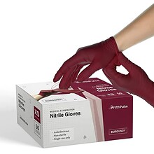 FifthPulse Powder Free Nitrile Gloves, Latex Free, X-Small, Burgundy, 100/Box (FMN100397)