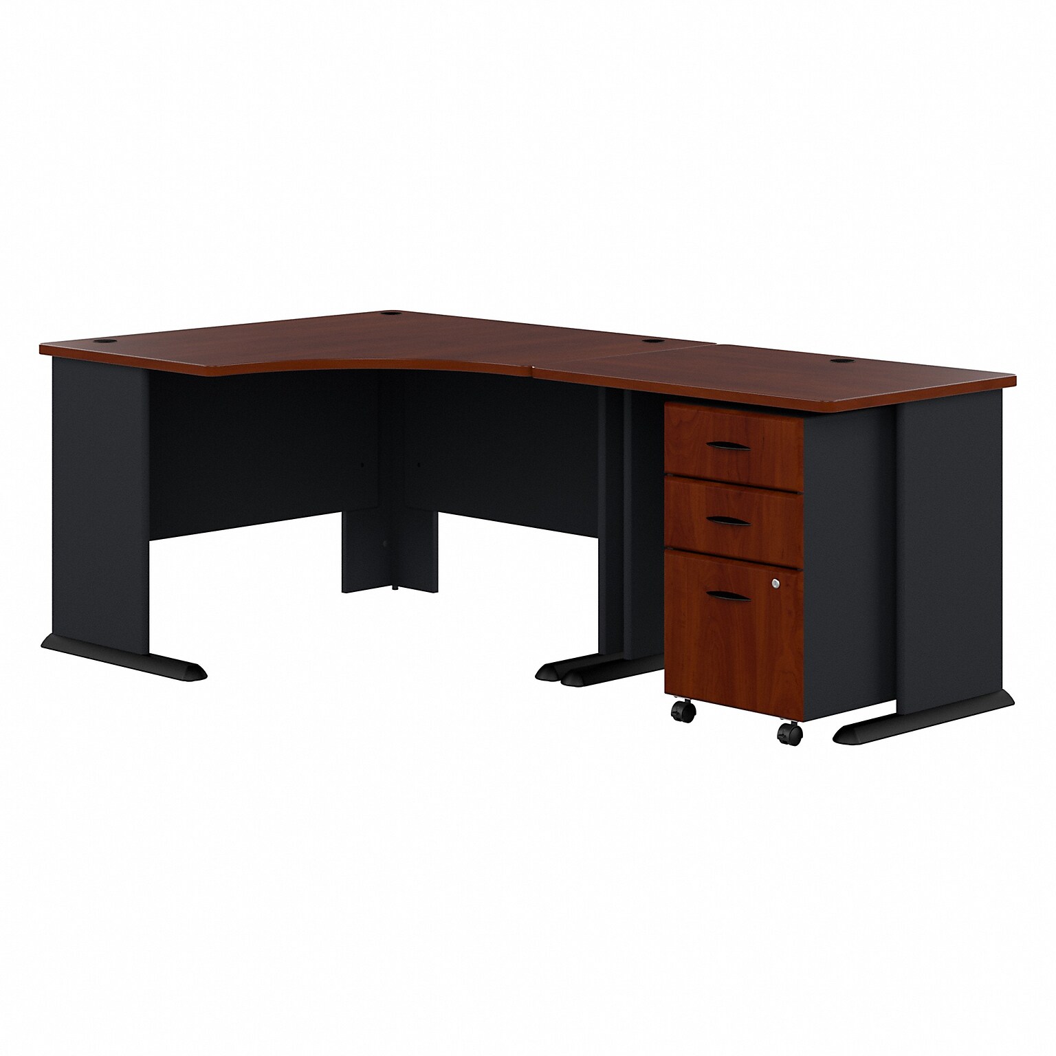 Bush Business Furniture Cubix 48W Corner Desk with Return and Mobile File Cabinet, Hansen Cherry (SRA005HCSU)