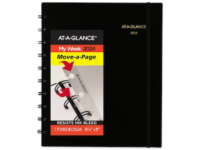 2024 AT-A-GLANCE Move-A-Page 8.75 x 11 Weekly & Monthly Appointment Book, Black (70-950E-05-24)