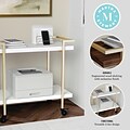 Martha Stewart Liam 2-Shelf Engineered Wood Mobile Office Storage and Printer Cart with Locking Whee